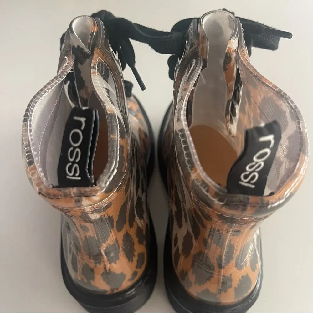 Sergio Rossi Women's Winter Jelly Rain Boot Leopard NWOB